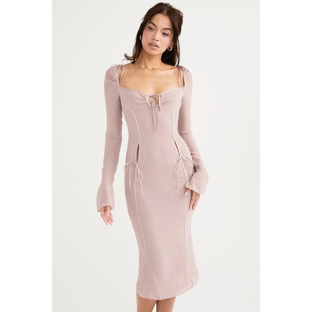 House of CB Ophelia Crystal Cutout Midi Dress Size S Small Plus Cup